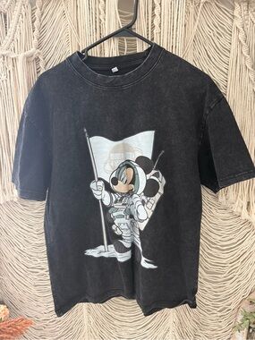 Mens Black Mickey Astronaut Graphic Tee